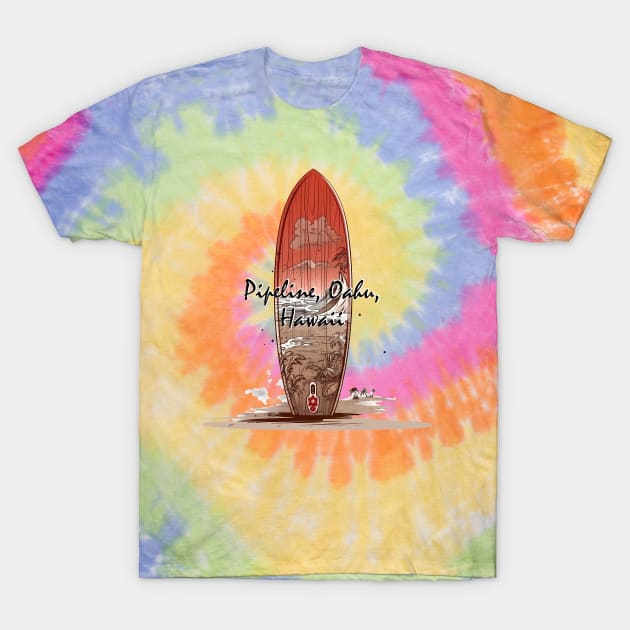 Surfing session Pipeline Oahu, Hawaii T-Shirt by GraphGeek